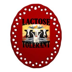 Lactose Tolerant Funny Cow Ceramic Oval Ornament