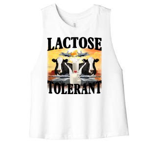 Lactose Tolerant Funny Cow Women's Racerback Cropped Tank