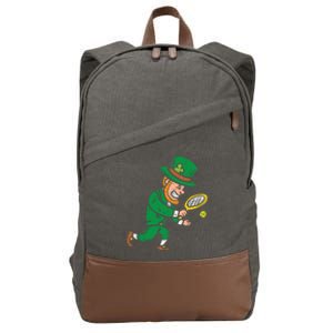 Leprechaun Tennis Funny St Patricks Day Sports Gift Cotton Canvas Backpack