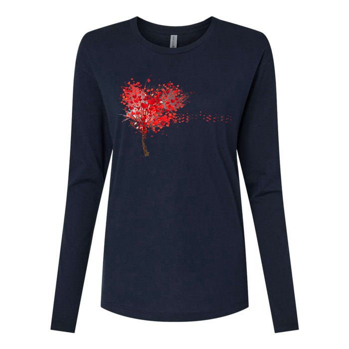 LOVE Tree For VALENTINES DAY Womens Cotton Relaxed Long Sleeve T-Shirt