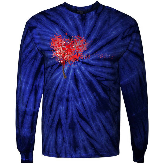 LOVE Tree For VALENTINES DAY Tie-Dye Long Sleeve Shirt