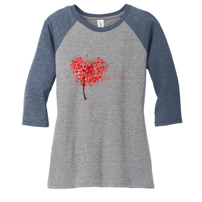 LOVE Tree For VALENTINES DAY Women's Tri-Blend 3/4-Sleeve Raglan Shirt