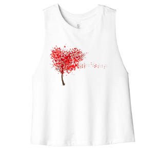 LOVE Tree For VALENTINES DAY Women's Racerback Cropped Tank