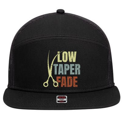 Low Taper Fade Meme Hair Scissors Vintage 7 Panel Mesh Trucker Snapback Hat