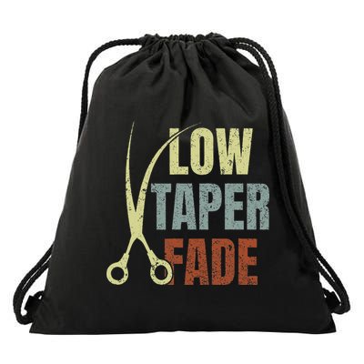 Low Taper Fade Meme Hair Scissors Vintage Drawstring Bag