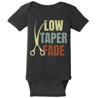 Low Taper Fade Meme Hair Scissors Vintage Baby Bodysuit