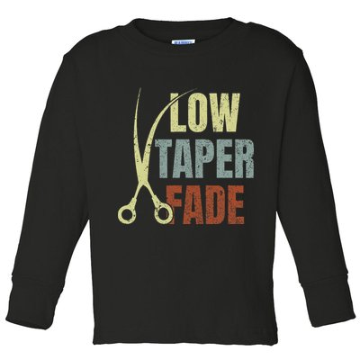 Low Taper Fade Meme Hair Scissors Vintage Toddler Long Sleeve Shirt