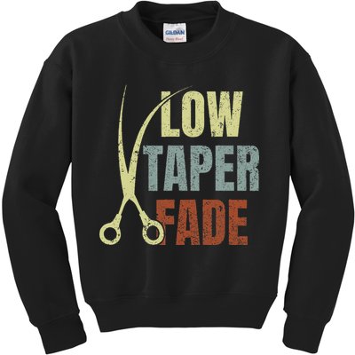 Low Taper Fade Meme Hair Scissors Vintage Kids Sweatshirt