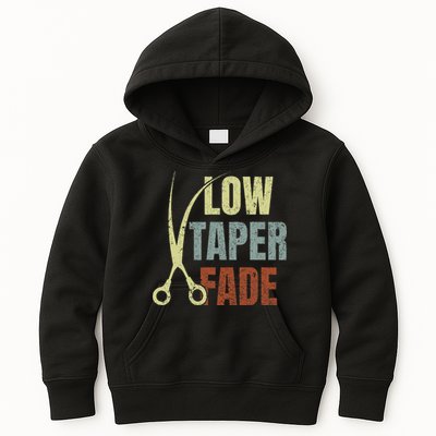 Low Taper Fade Meme Hair Scissors Vintage Kids Hoodie