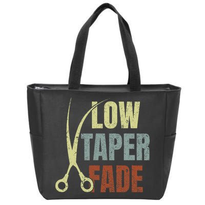 Low Taper Fade Meme Hair Scissors Vintage Zip Tote Bag