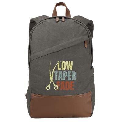 Low Taper Fade Meme Hair Scissors Vintage Cotton Canvas Backpack
