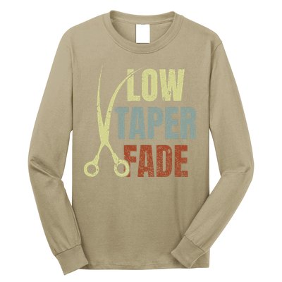 Low Taper Fade Meme Hair Scissors Vintage Long Sleeve Shirt