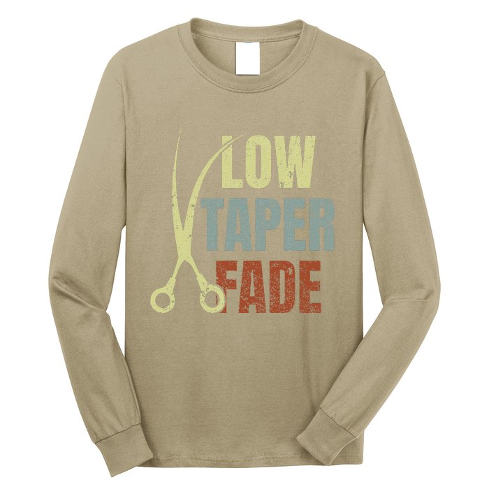 Low Taper Fade Meme Hair Scissors Vintage Long Sleeve Shirt