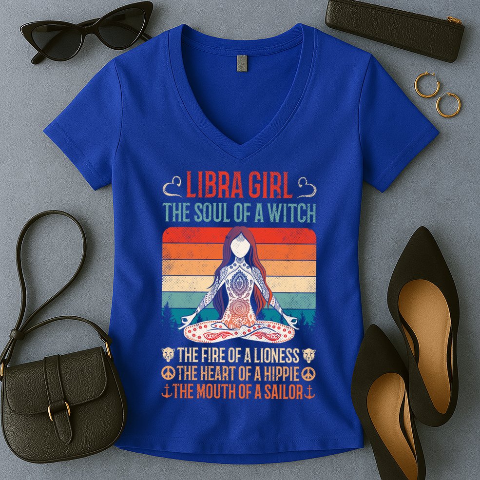 Libra Traits Facts Horoscope Zodiac Astrological Sign Meaningful Gift Women's V-Neck T-Shirt