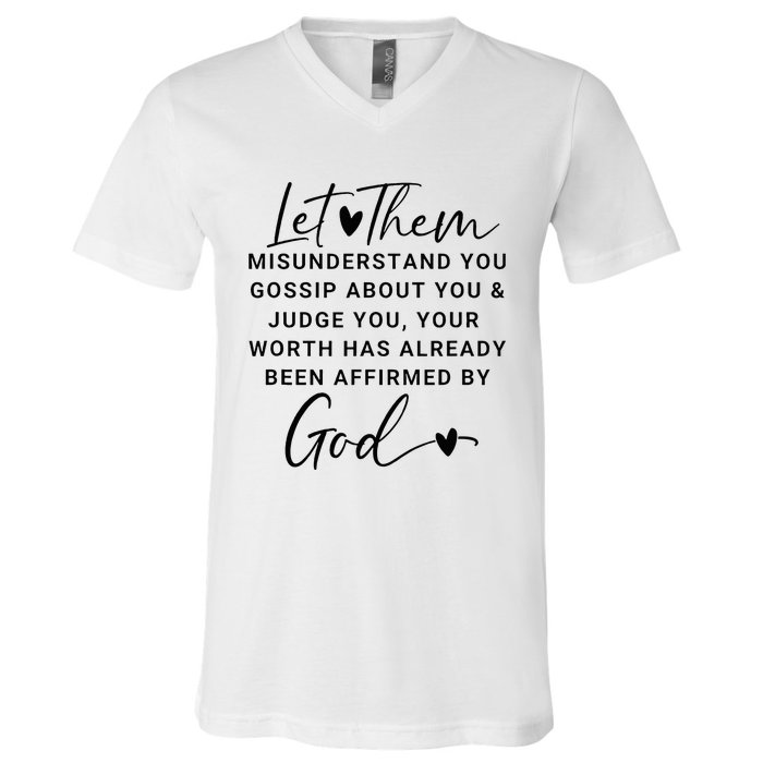 Let Them For Women Christian V-Neck T-Shirt