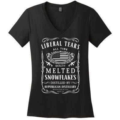 Liberal Tears Funny Republican Conservative 2a Trump Women's V-Neck T-Shirt