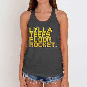 Lylla Teefs Floor & Rocket. Vol 3 Retro Galaxy Style Women's Knotted Racerback Tank