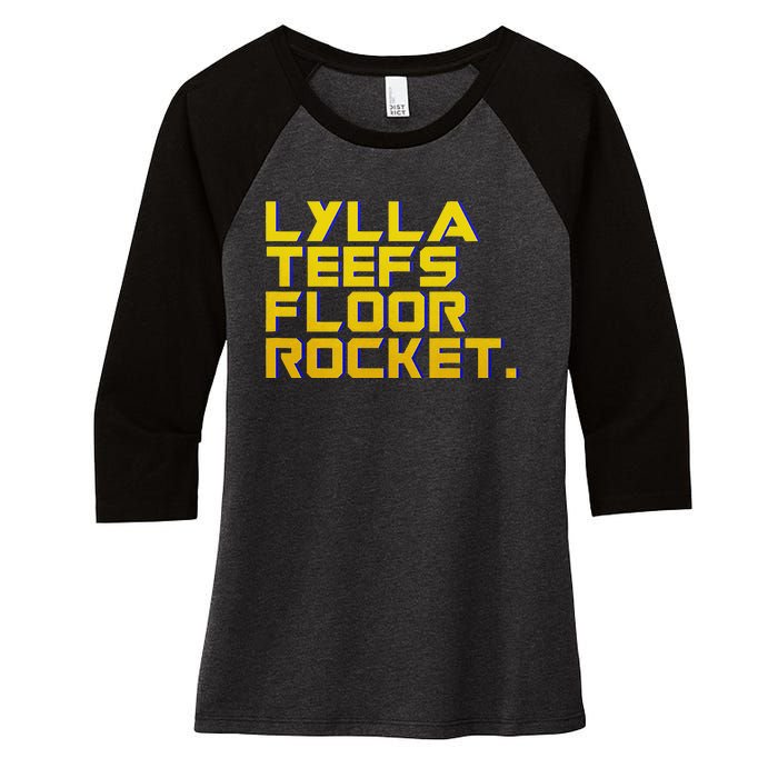 Lylla Teefs Floor & Rocket. Vol 3 Retro Galaxy Style Women's Tri-Blend 3/4-Sleeve Raglan Shirt