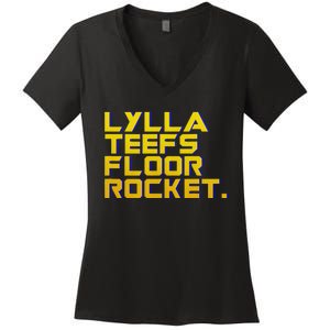 Lylla Teefs Floor & Rocket. Vol 3 Retro Galaxy Style Women's V-Neck T-Shirt