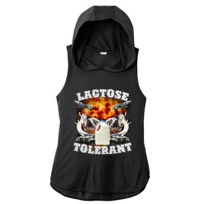 Lactose Tolerant Funny Trending Meme Ladies PosiCharge Tri-Blend Wicking Draft Hoodie Tank