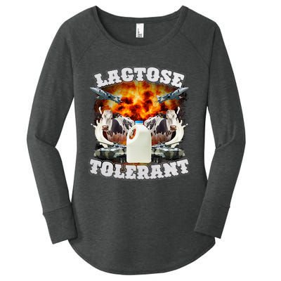 Lactose Tolerant Funny Trending Meme Women's Perfect Tri Tunic Long Sleeve Shirt