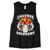 Lactose Tolerant Funny Trending Meme Women's Racerback Cropped Tank