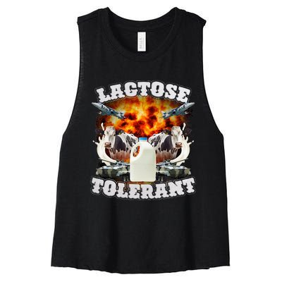 Lactose Tolerant Funny Trending Meme Women's Racerback Cropped Tank