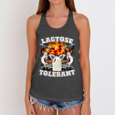 Lactose Tolerant Funny Trending Meme Women's Knotted Racerback Tank