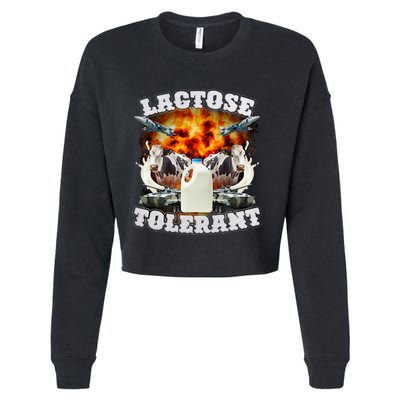 Lactose Tolerant Funny Trending Meme Cropped Pullover Crew