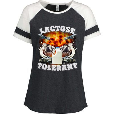 Lactose Tolerant Funny Trending Meme Enza Ladies Jersey Colorblock Tee