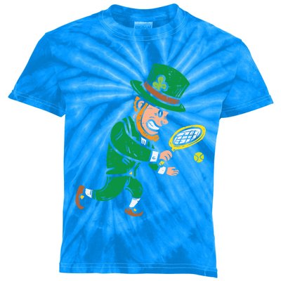 Leprechaun Tennis Funny St Patricks Day Sports Gift Kids Tie-Dye T-Shirt