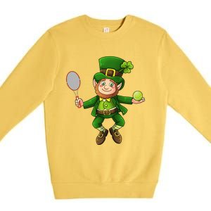 Leprechaun Tennis Funny St Patricks Day Sports Gift Premium Crewneck Sweatshirt