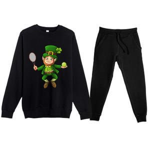 Leprechaun Tennis Funny St Patricks Day Sports Gift Premium Crewneck Sweatsuit Set