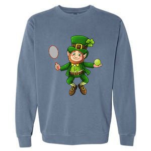 Leprechaun Tennis Funny St Patricks Day Sports Gift Garment-Dyed Sweatshirt