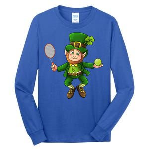 Leprechaun Tennis Funny St Patricks Day Sports Gift Tall Long Sleeve T-Shirt