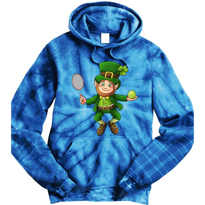 Leprechaun Tennis Funny St Patricks Day Sports Gift Tie Dye Hoodie