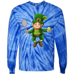 Leprechaun Tennis Funny St Patricks Day Sports Gift Tie-Dye Long Sleeve Shirt