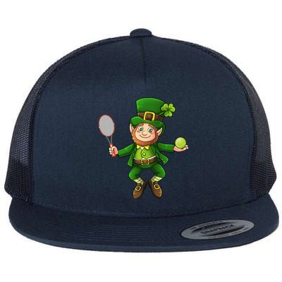 Leprechaun Tennis Funny St Patricks Day Sports Gift Flat Bill Trucker Hat