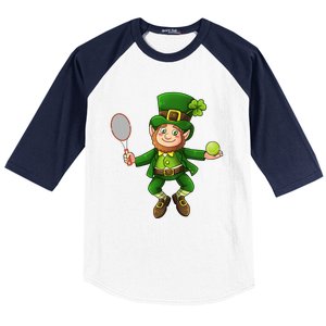 Leprechaun Tennis Funny St Patricks Day Sports Gift Baseball Sleeve Shirt