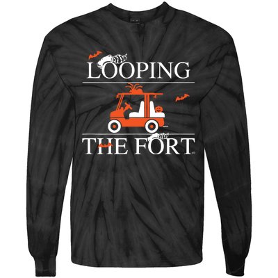 Looping The Fort Golf Cart Halloween Decor Bat Tie-Dye Long Sleeve Shirt