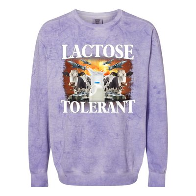 Lactose Tolerant Funny Trending Meme Colorblast Crewneck Sweatshirt