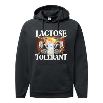 Lactose Tolerant Funny Trending Meme Performance Fleece Hoodie