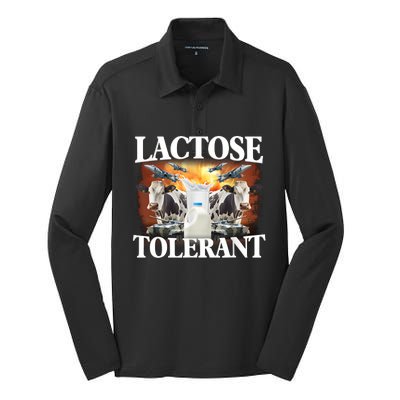 Lactose Tolerant Funny Trending Meme Silk Touch Performance Long Sleeve Polo