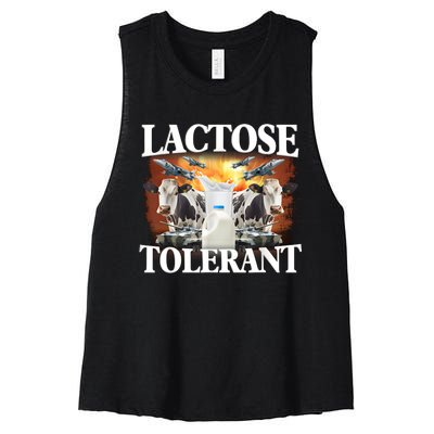 Lactose Tolerant Funny Trending Meme Women's Racerback Cropped Tank