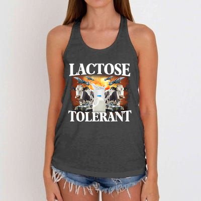 Lactose Tolerant Funny Trending Meme Women's Knotted Racerback Tank