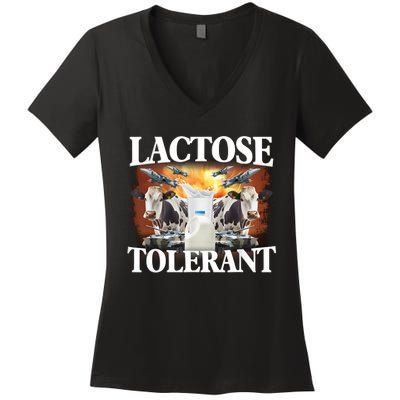 Lactose Tolerant Funny Trending Meme Women's V-Neck T-Shirt