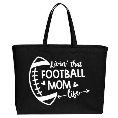 Livin That Football Mom Life Gift Cotton Canvas Jumbo Tote