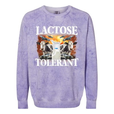 Lactose Tolerant Funny Trending Meme Colorblast Crewneck Sweatshirt