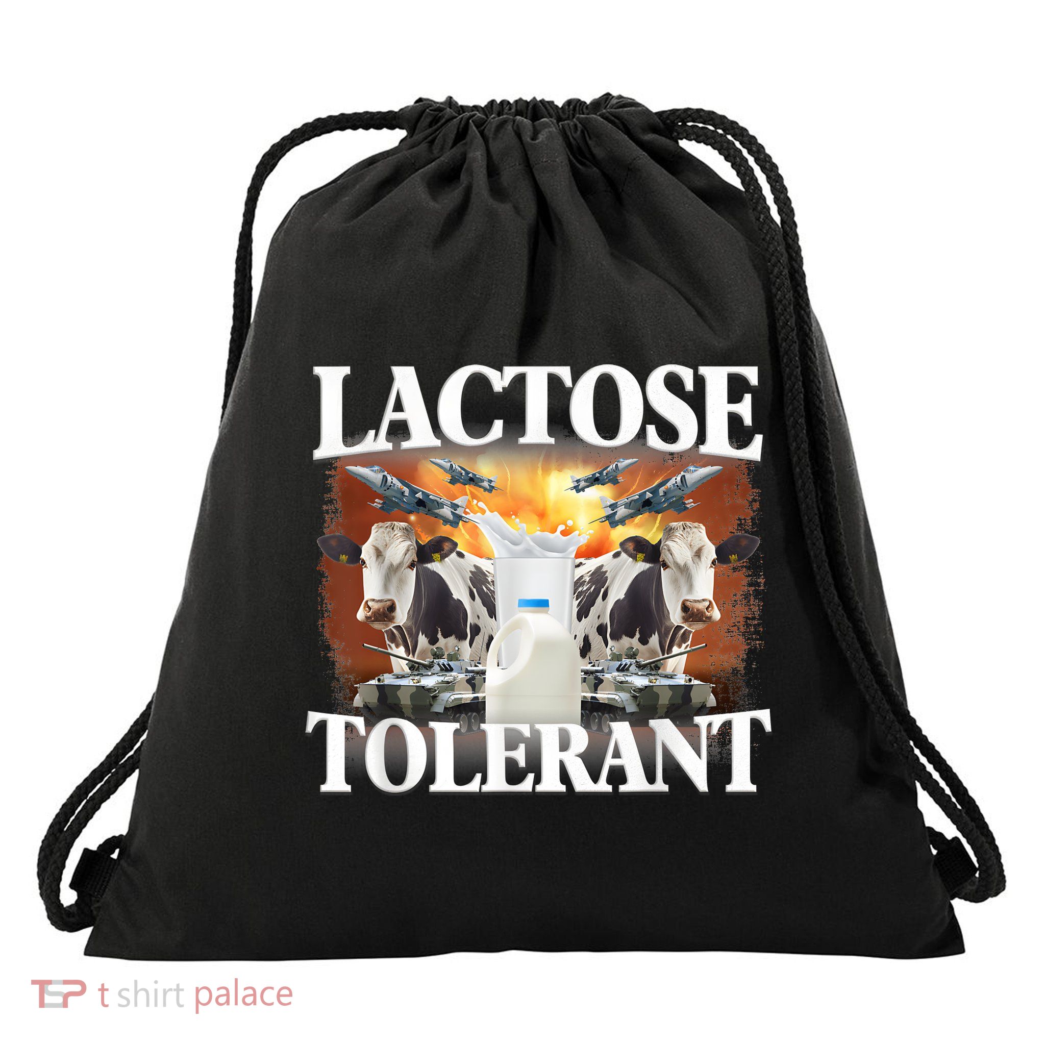 Lactose Tolerant Funny Trending Meme Drawstring Bag