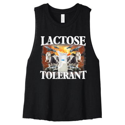 Lactose Tolerant Funny Trending Meme Women's Racerback Cropped Tank